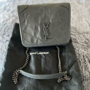 YSL Saint Laurent mini niki crinkled leather crossbody
